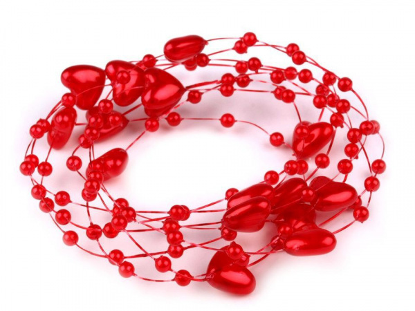 Perličky na silonu Ø10 mm délka 130 cm srdce