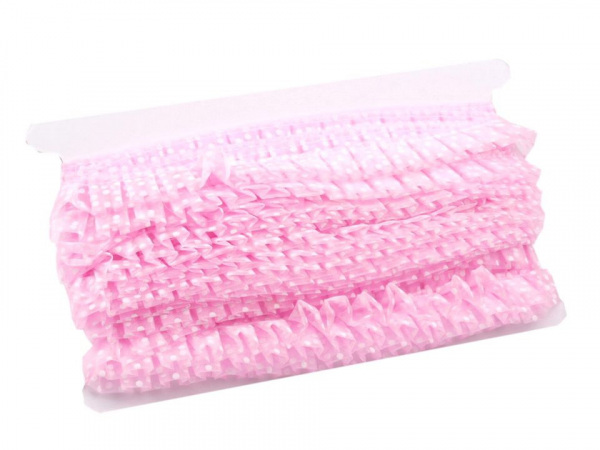 Oděvní prýmek šíře 20 mm s volánkem puntíky