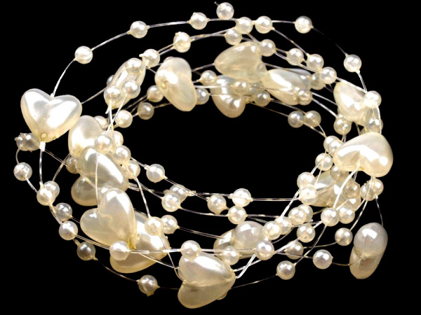 Perličky na silonu Ø10 mm délka 130 cm srdce