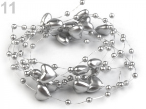 Perličky na silonu Ø10 mm délka 130 cm srdce