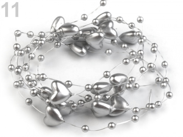 Perličky na silonu Ø10 mm délka 130 cm srdce