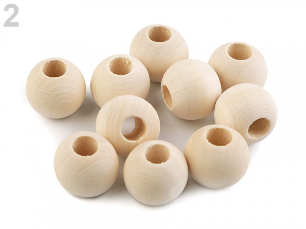 Dřevěné korálky nelakované Ø20 mm na macrame