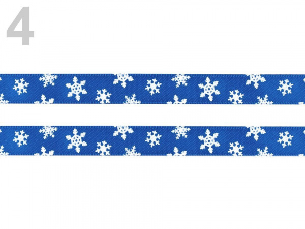 Stuha vločky šíře 10 mm vánoční