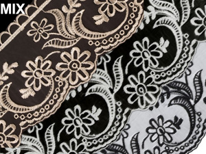 Krajka na monofilu šíře 11 cm vyšívaná