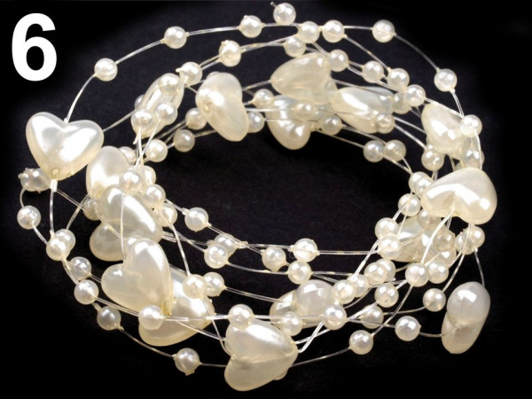 Perličky na silonu Ø10 mm délka 130 cm srdce