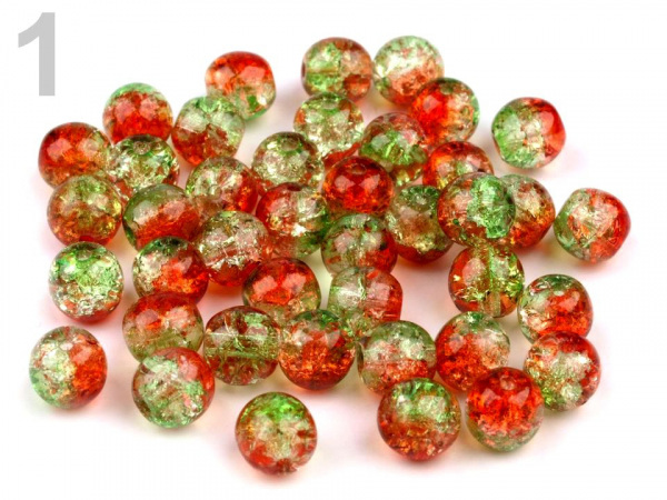 Skleněné korálky praskačky dvoubarevné Ø6 mm