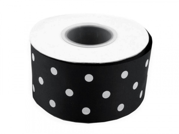 Rypsová stuha s puntíky šíře 50 mm