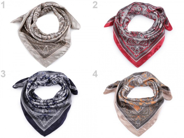 Saténový šátek paisley 60x60 cm