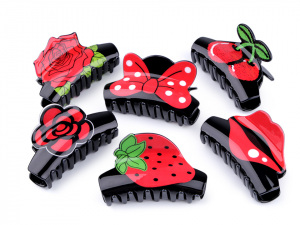 Skřipec do vlasů růže, mašle, pusa, jahoda, třešně