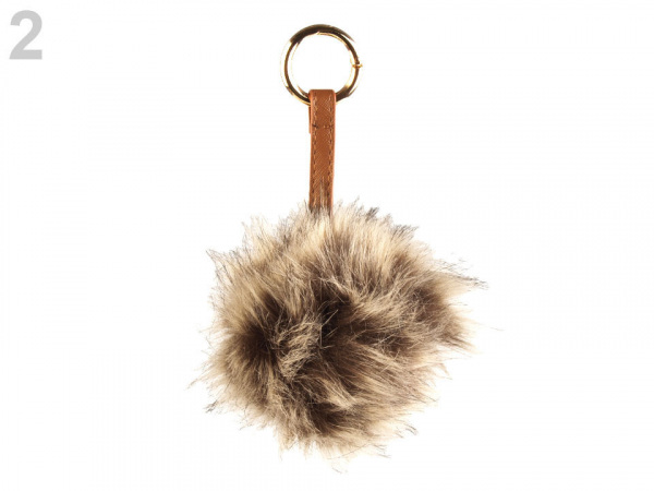 Kožešinová bambule na kabelku s karabinou