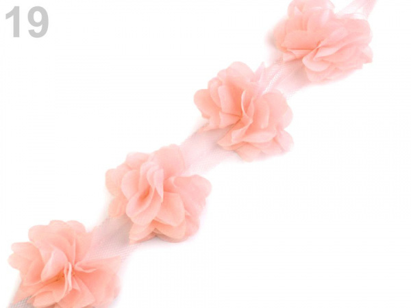 Prýmek květ na tylu šíře 60 mm