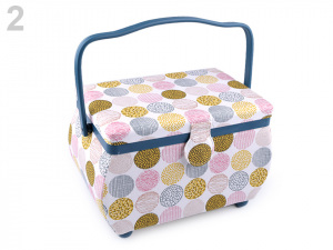 Kazeta / košík na šití čalouněný kočka, puntík