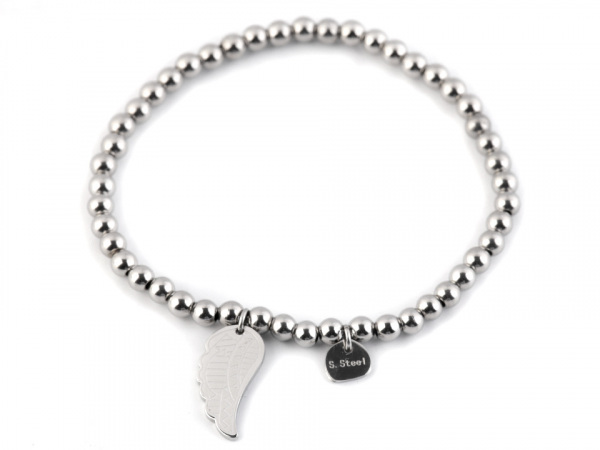 Náramek z nerezové oceli s andělským křídlem