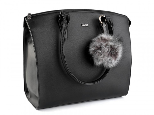 Kožešinová bambule na kabelku s karabinou