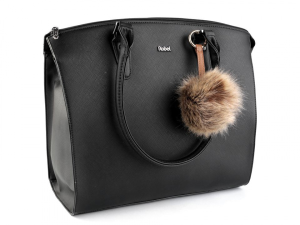 Kožešinová bambule na kabelku s karabinou