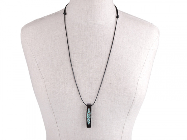Designový náhrdelník se dřevem a tyrkenitem