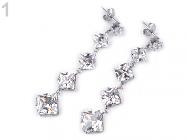 Náušnice s broušenými kameny z nerezové oceli