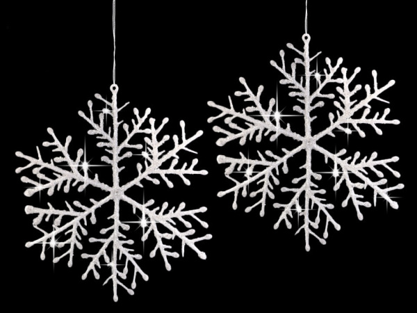 Vločka s glitry k zavěšení Ø14,5 cm větší