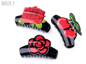 Skřipec do vlasů růže, mašle, pusa, jahoda, třešně