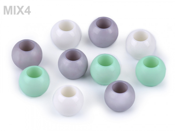 Plastové korálky s velkým průvlekem 11x14 mm