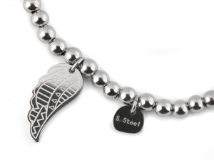 Náramek z nerezové oceli s andělským křídlem