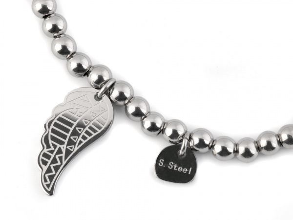 Náramek z nerezové oceli s andělským křídlem