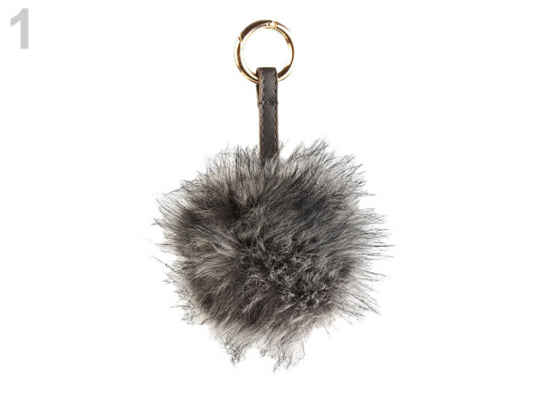 Kožešinová bambule na kabelku s karabinou