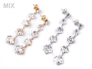 Náušnice s broušenými kameny z nerezové oceli