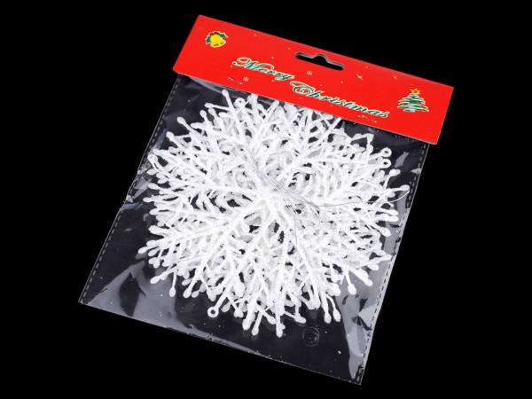 Vločka s glitry k zavěšení Ø14,5 cm větší