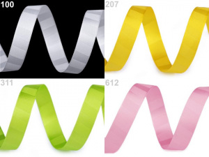 Atlasová stuha oboulící s pruhy šíře 15 mm