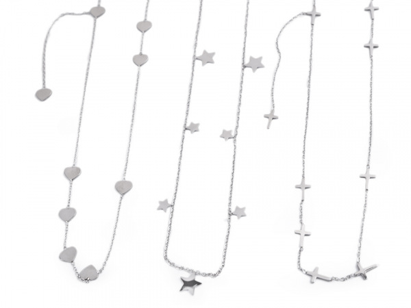 Náhrdelník z nerezové oceli srdce, hvězda, křížek