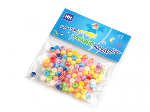 Plastové korálky s proužkem Ø6 mm