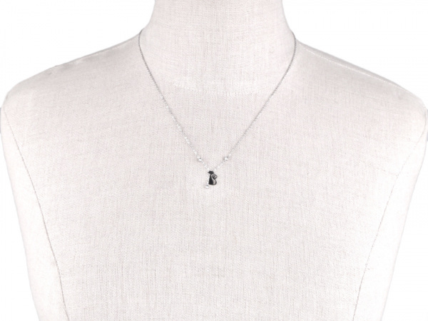 Náhrdelník z nerezové oceli kočka s broušeným kamínkem