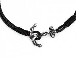 Pánský kožený náramek s kotvou z nerezové oceli