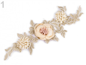 Monofilová aplikace / vsadka 3D s květy