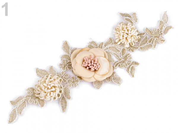 Monofilová aplikace / vsadka 3D s květy