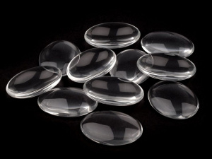 Skleněný kabošon průhledný 30x40 mm