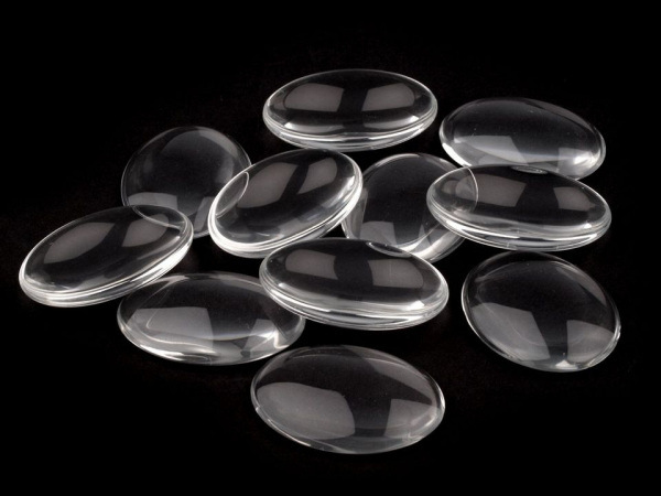 Skleněný kabošon průhledný 30x40 mm