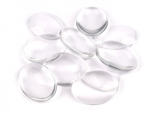 Skleněný kabošon průhledný 30x40 mm