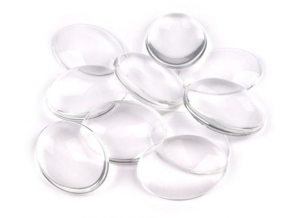 Skleněný kabošon průhledný 30x40 mm