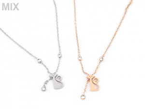 Náhrdelník z nerezové oceli kočka s broušeným kamínkem