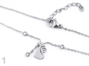 Náhrdelník z nerezové oceli kočka s broušeným kamínkem