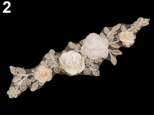 Aplikace / vsadka 3D s květy 9x32,5 cm