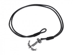 Pánský kožený náramek s kotvou z nerezové oceli