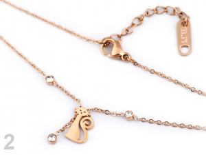 Náhrdelník z nerezové oceli kočka s broušeným kamínkem