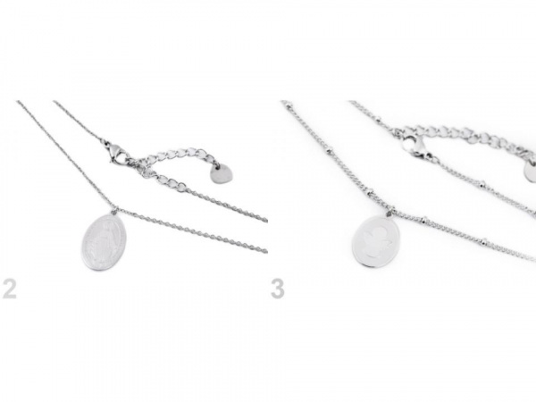 Náhrdelník z nerezové oceli křížky, madona, anděl