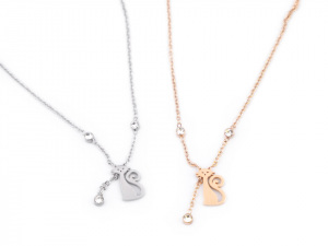 Náhrdelník z nerezové oceli kočka s broušeným kamínkem