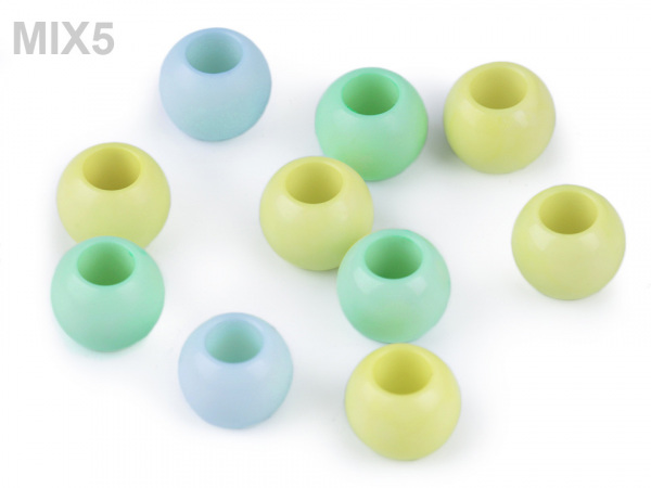 Plastové korálky s velkým průvlekem 11x14 mm
