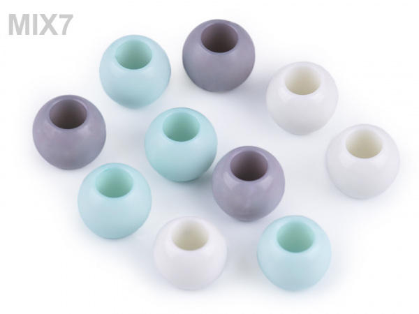 Plastové korálky s velkým průvlekem 11x14 mm