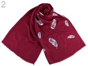 Šála vyšívaná pírka 70x165 cm